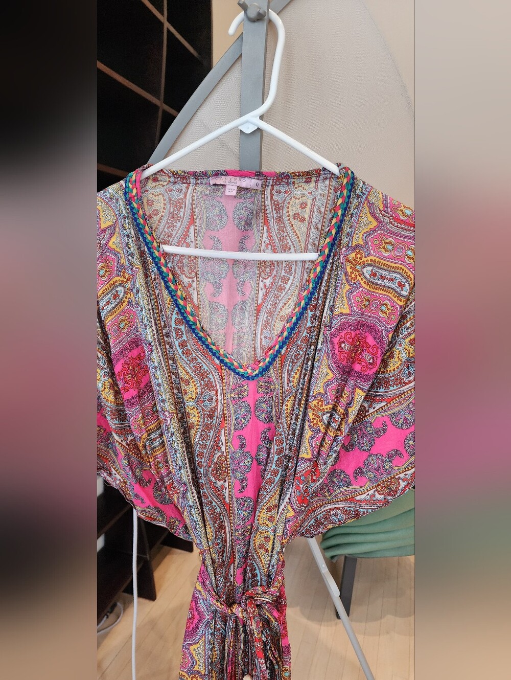 Calypso St. Barth Pink Paisley Boho Tunic - Picture 3 of 8